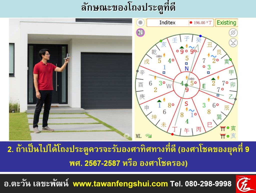 ซินแสจะช่วยคำนวนว่าประตูบ้านของท่านรับองศาโชคของยุคที่ 9 ได้หรือไม่