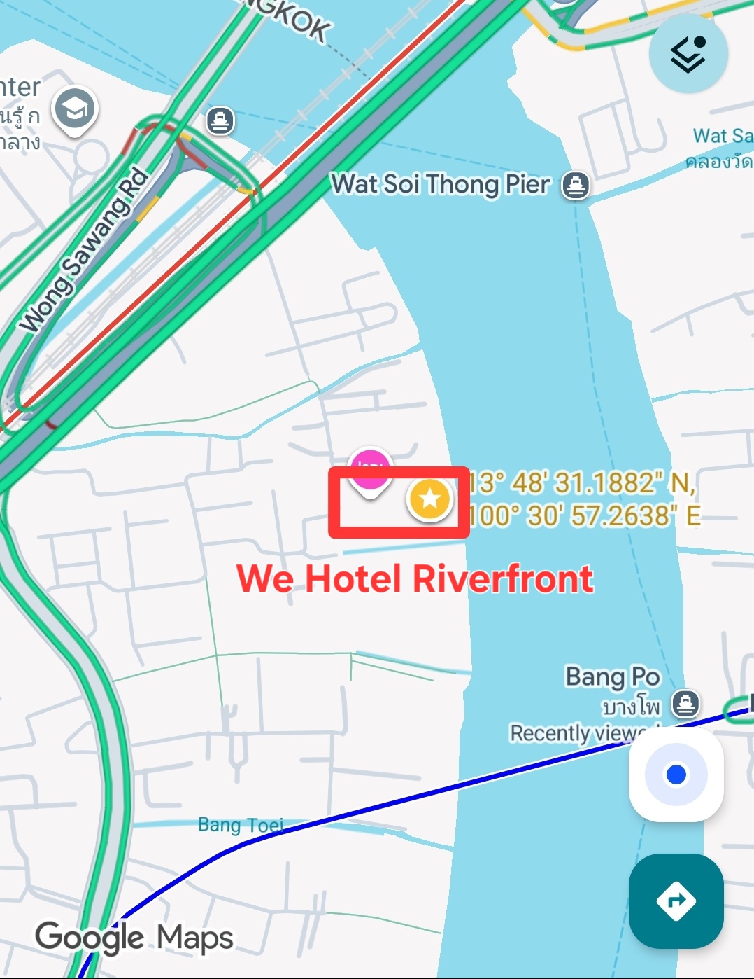 WEhotel13 ชัยภูมิของโครงการ We Hotel Riverfront ตั้งอยู่บนจุดโค้งโอบสวยงามของแม่น้ำเจ้าพระยามีฮวงจุ้ยที่ดีมาก